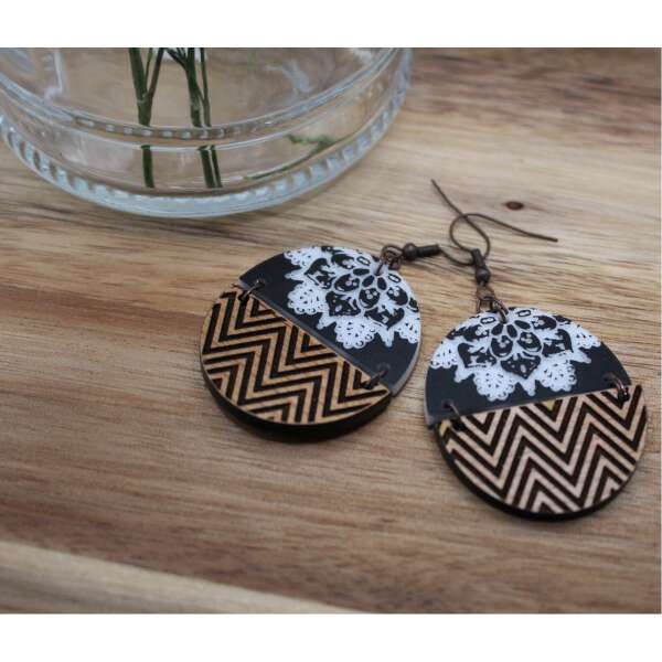 Split Circle Black Mandala Wood GEO