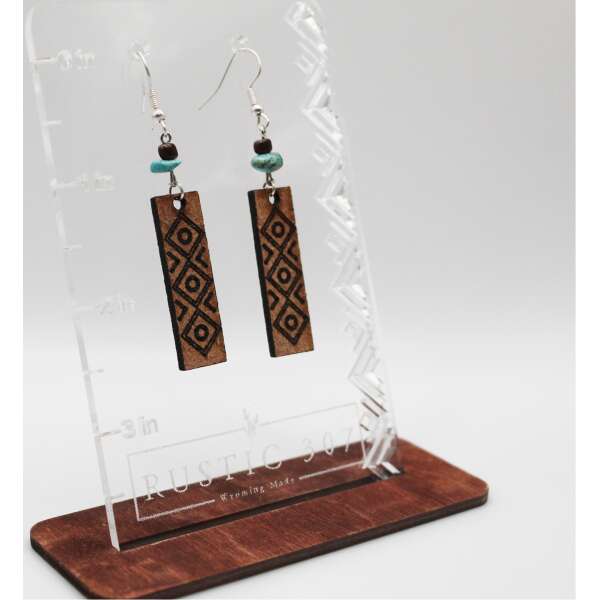 Aztec Leather Engraved Earrings