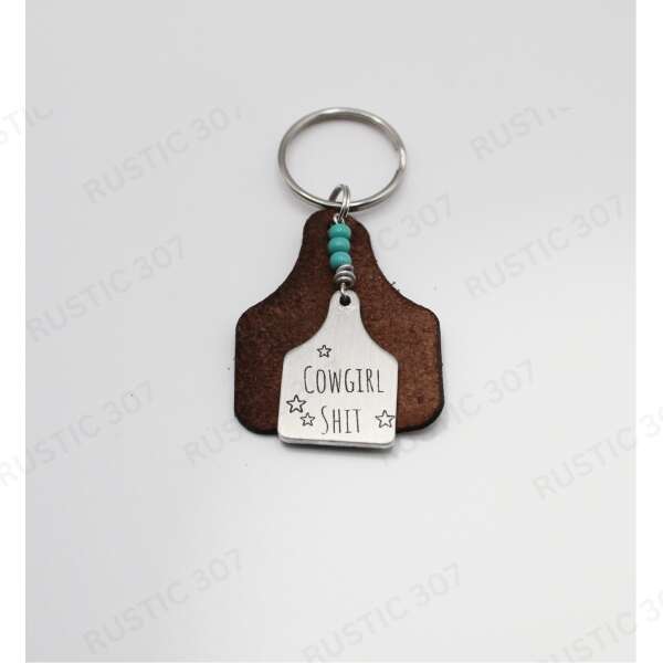 Tan Cattle Tag Keychain