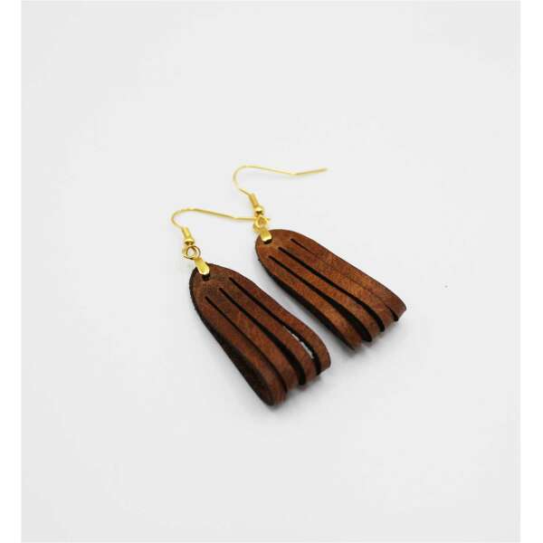 Natural Leather Sculpted Earring