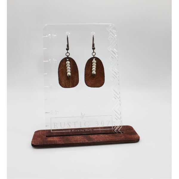 Pearlescent Bead and Leather Earrings