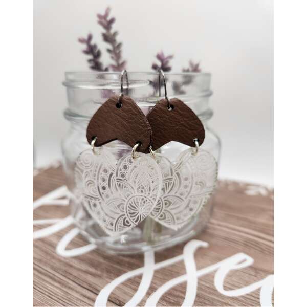 leather heart earrings