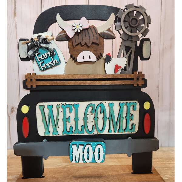 welcome moo farmhouse truck insert