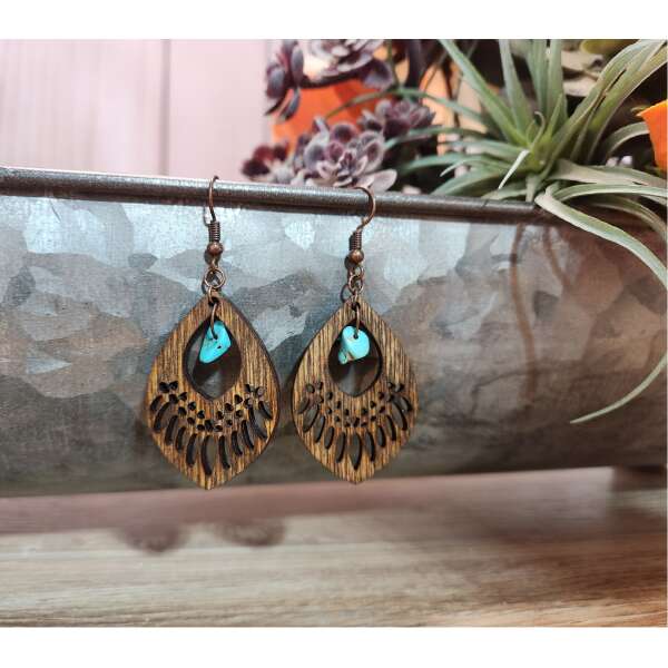 Tribal Turquoise Drop Earrings