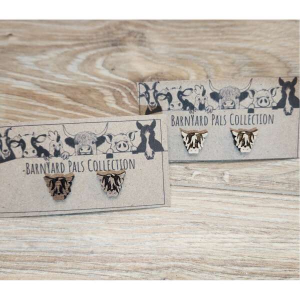 highland cow stud earrings