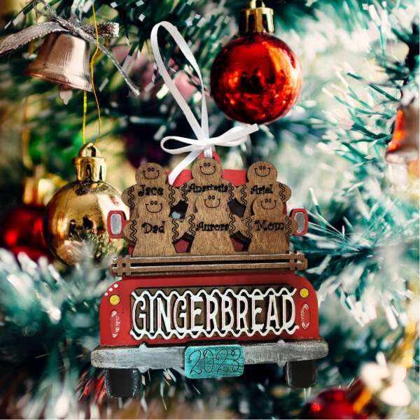 gingerbread personalized truck ornament