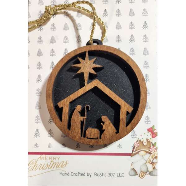 Wood layered nativity Ornament