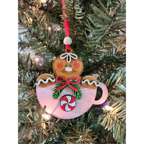 Gingerbread Peppermint Tea Cup Ornament