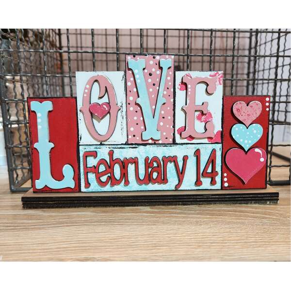 Love Valentines Word Block Shelf Decor