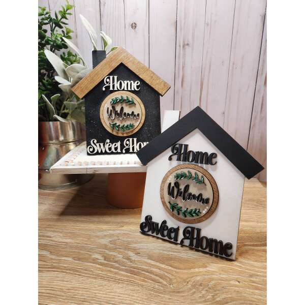 Home Sweet Home House Leaning Interchangeable Sign