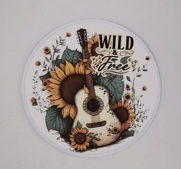 Wild & Free Guitar and Sunflowers Sticker