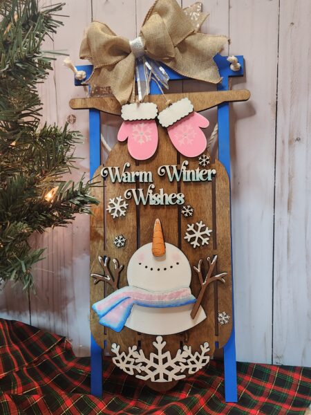 Warm Winter Wishes Snowman Sled