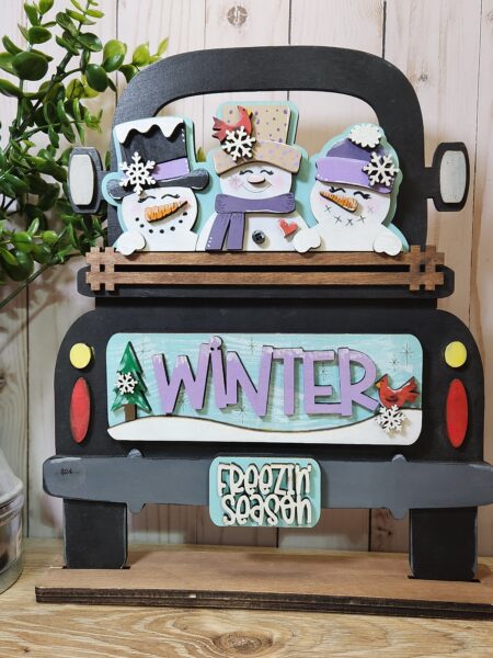 Winter snowman Trio 12" truck or breadboard add-on