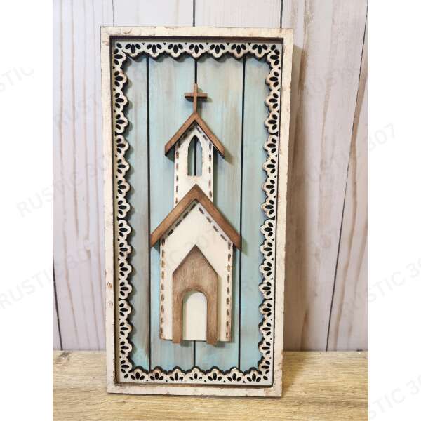 Vintage Lace framed Church